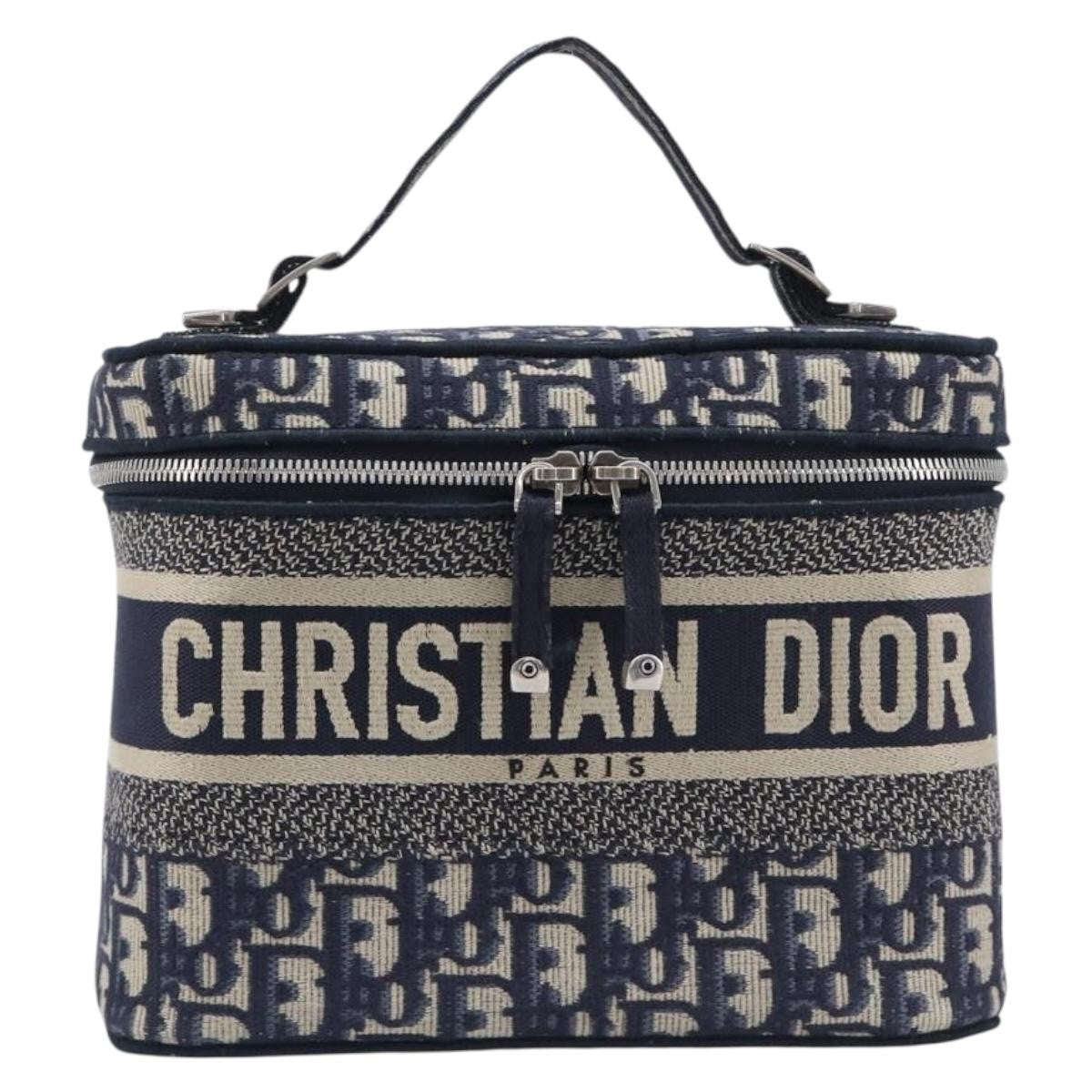 Christian Dior DiorTravel Vanity Case Oblique Canvas, Navy, Canvas, Handbag