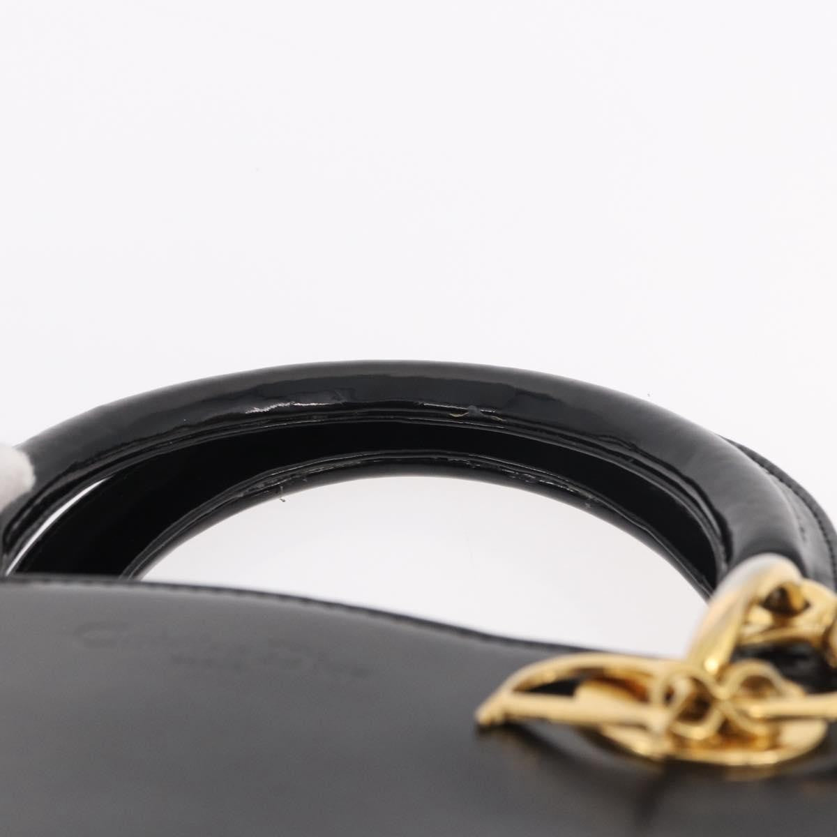 Christian Dior Vintage Lady Dior Patent, Black, Patent Leather, Handbag