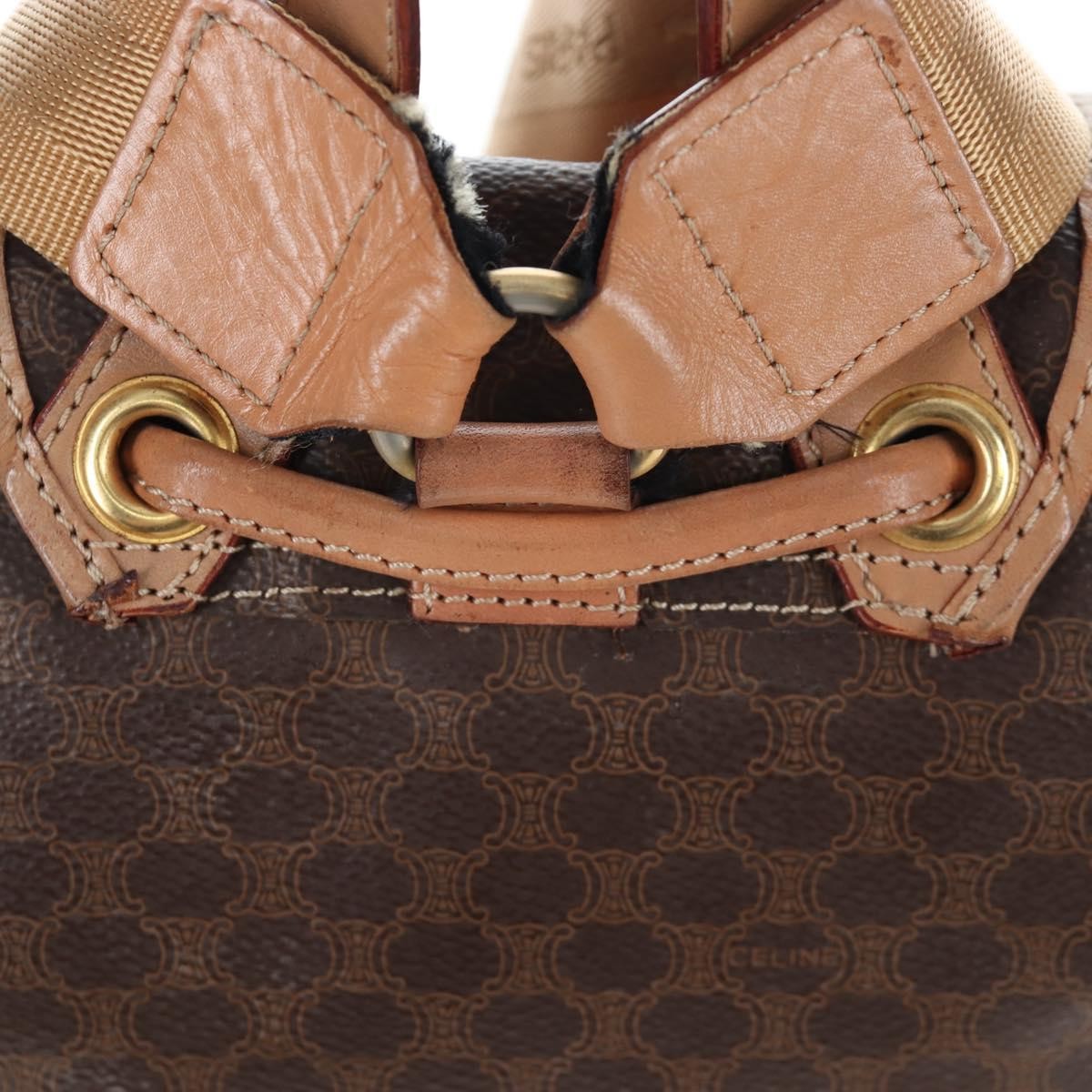 Celine Vintage Macadam Canvas, Brown, Canvas, Backpack