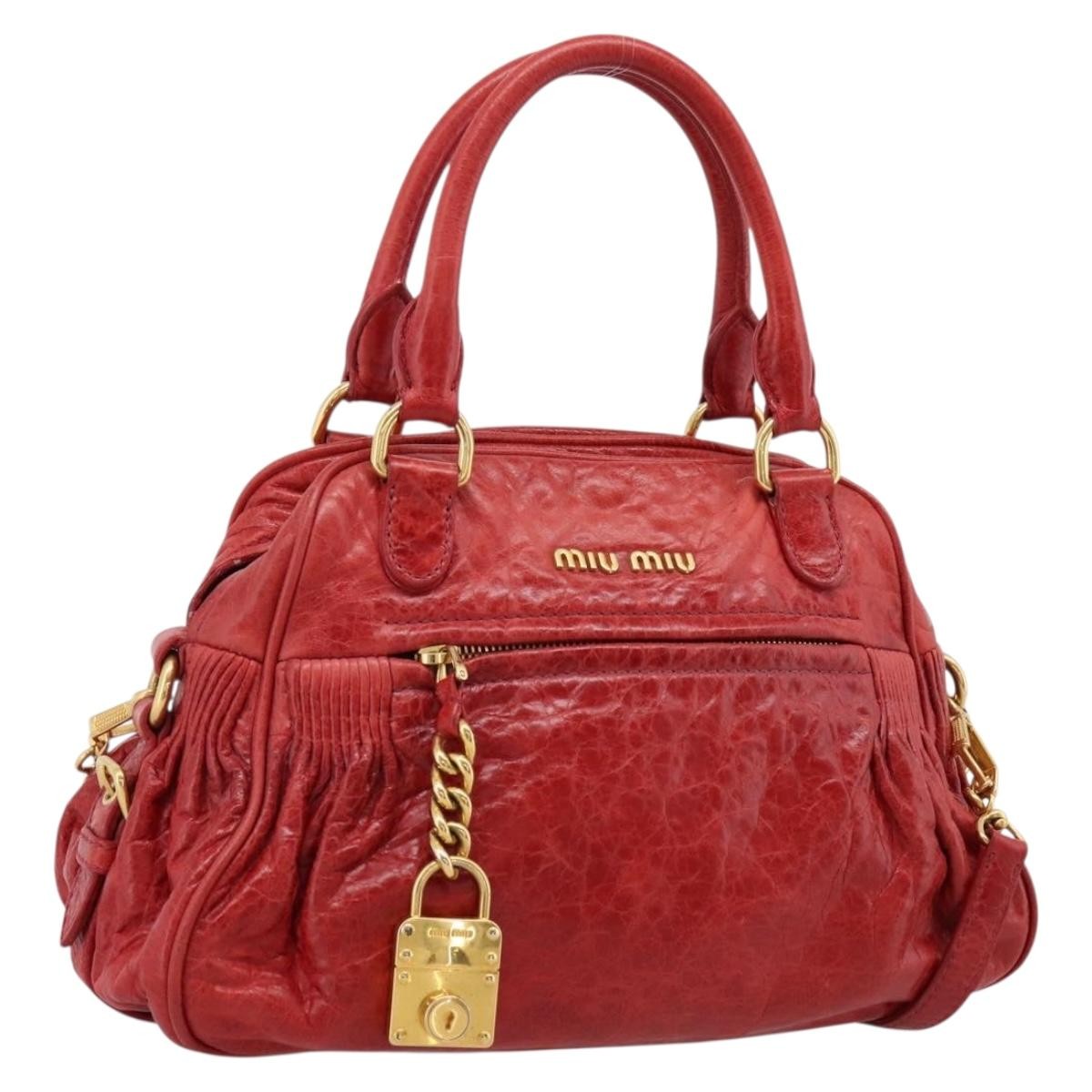 Miu Miu Coffer Convertible Satchel Matelasse Leather, Red, Leather, Handbag