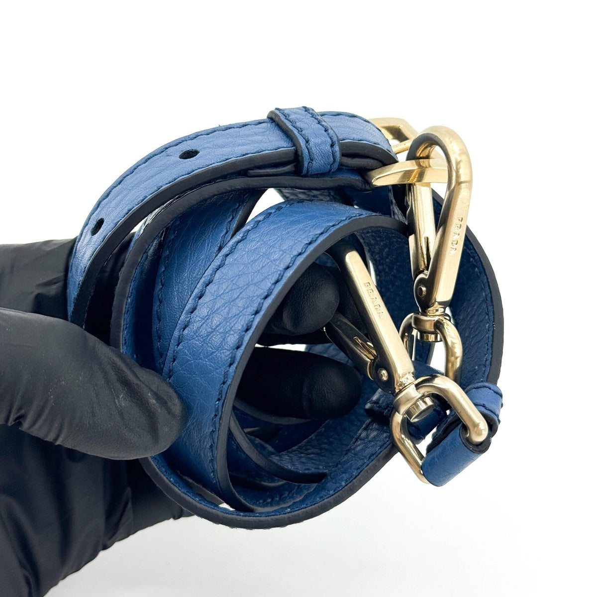 Prada Vitello Daino Leather, Blue, Leather, Shoulder Bag