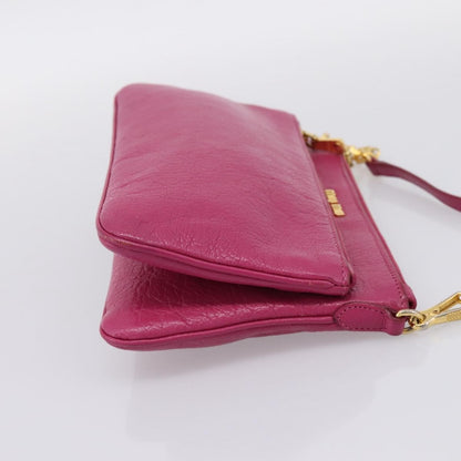 Miu Miu Madras Double Zip Leather, Pink, Leather, Crossbody Bag