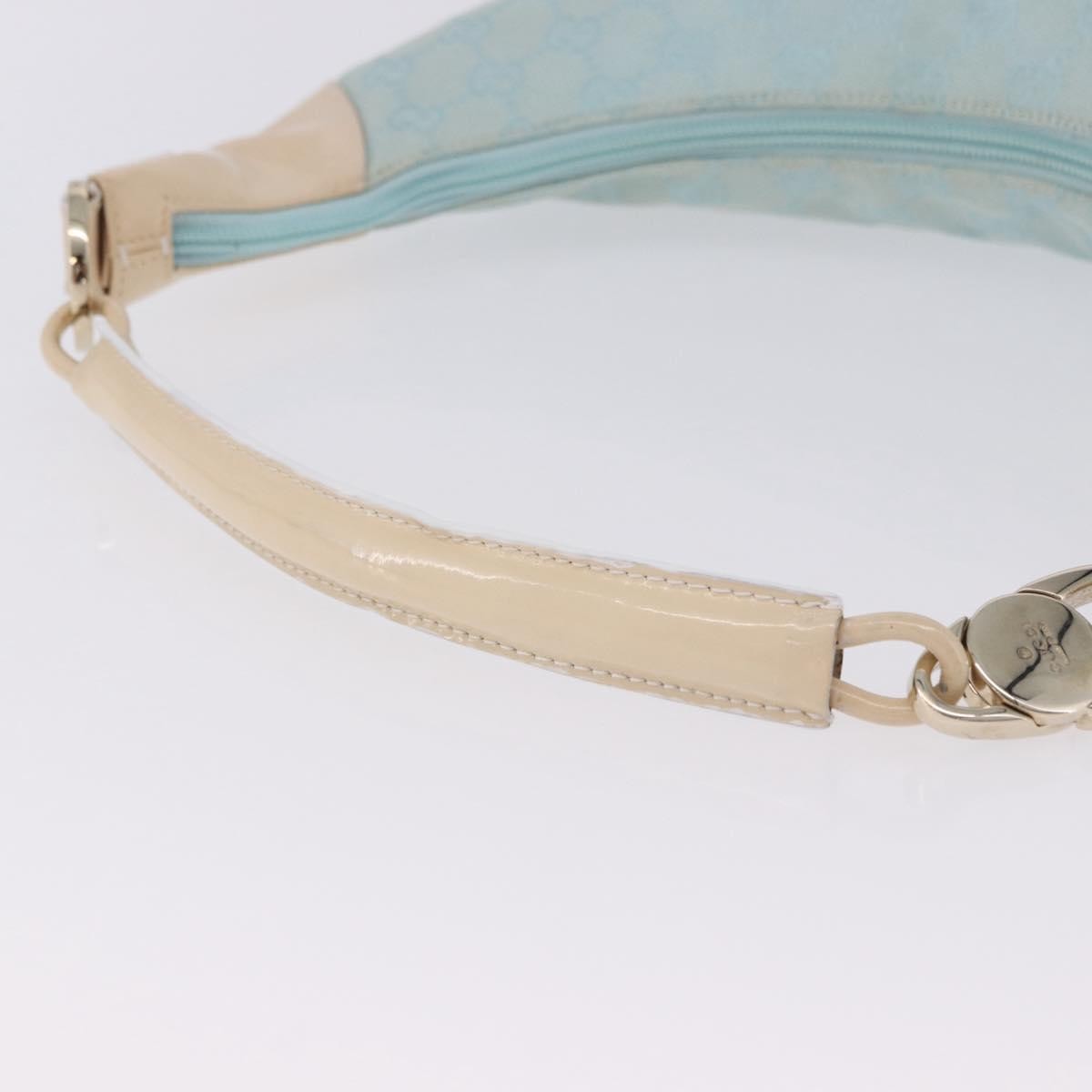 Gucci Vintage Zip Hobo GG Canvas and Patent, Blue, Canvas, Shoulder Bag