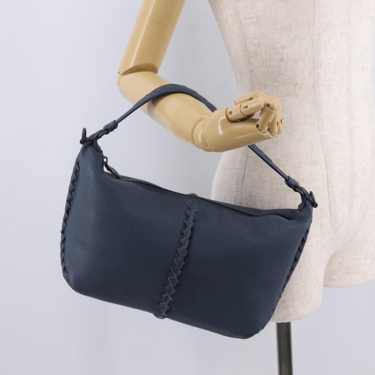 Bottega Veneta Zip Hobo Cervo with Intrecciato Detail, Blue, Leather, Shoulder Bag