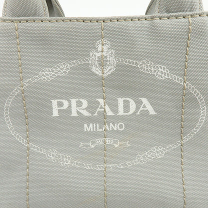 Prada Canapa Convertible Canvas, Gray, Canvas, Tote Bag