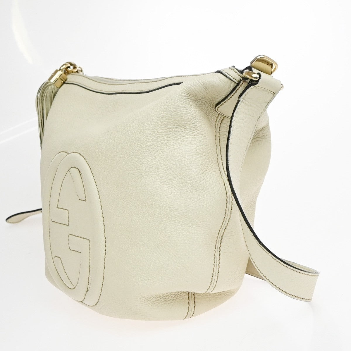 Gucci Soho Messenger Leather, White, Leather, Shoulder Bag