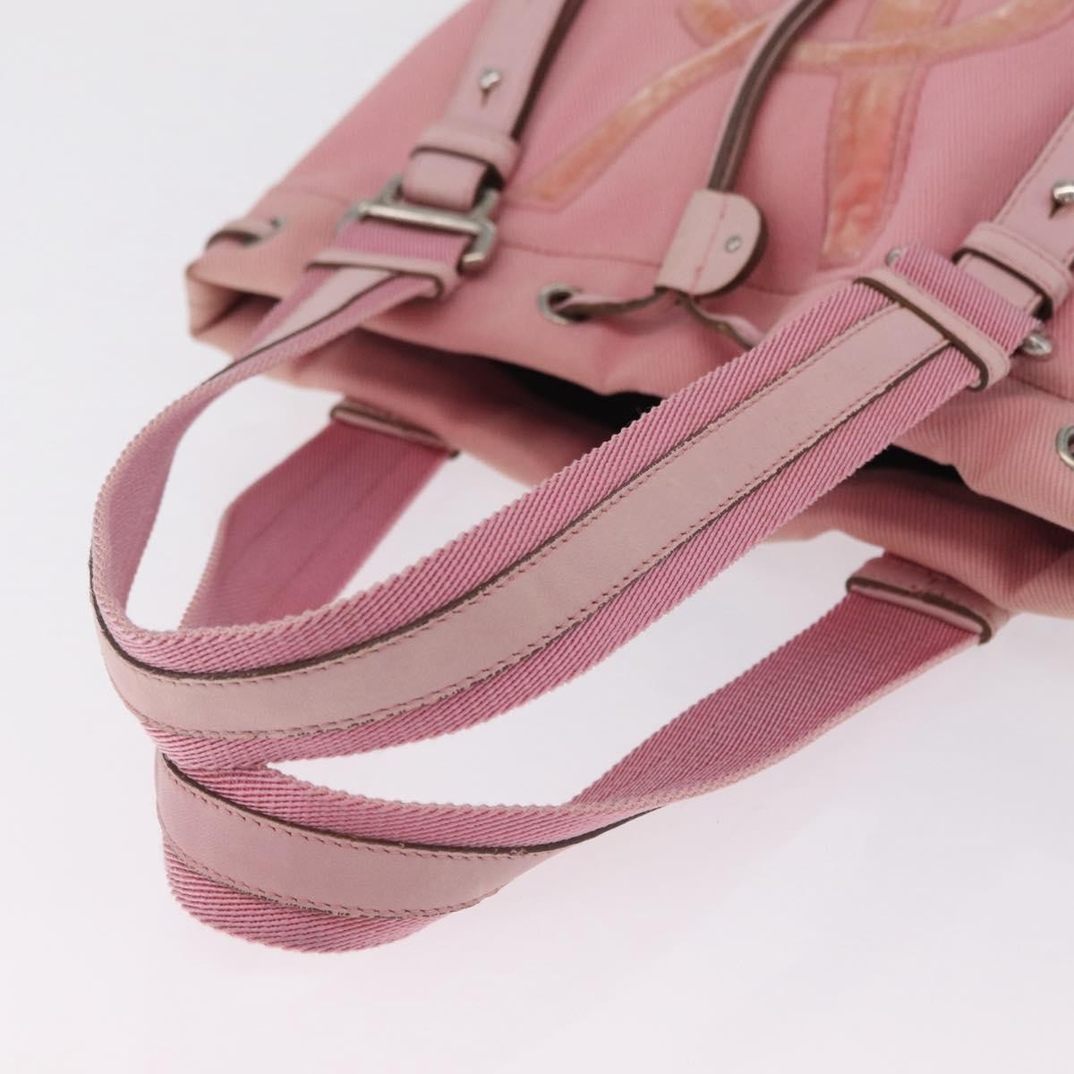 Saint Laurent Kahala Drawstring Canvas, Pink, Canvas, Tote Bag