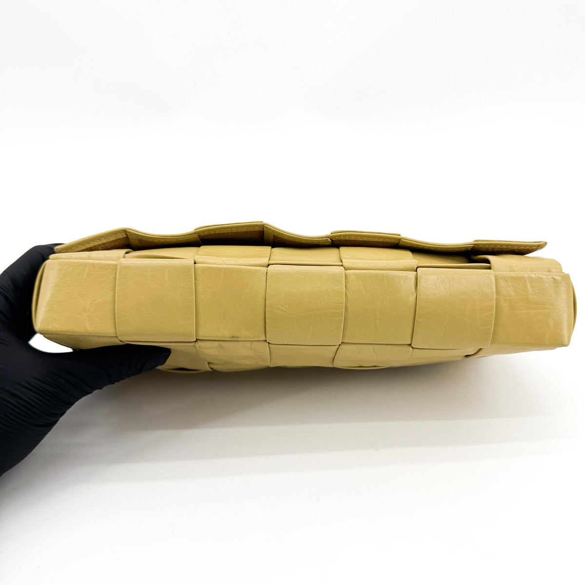 Bottega Veneta Cassette Maxi Intrecciato Leather, Yellow, Leather, Crossbody Bag