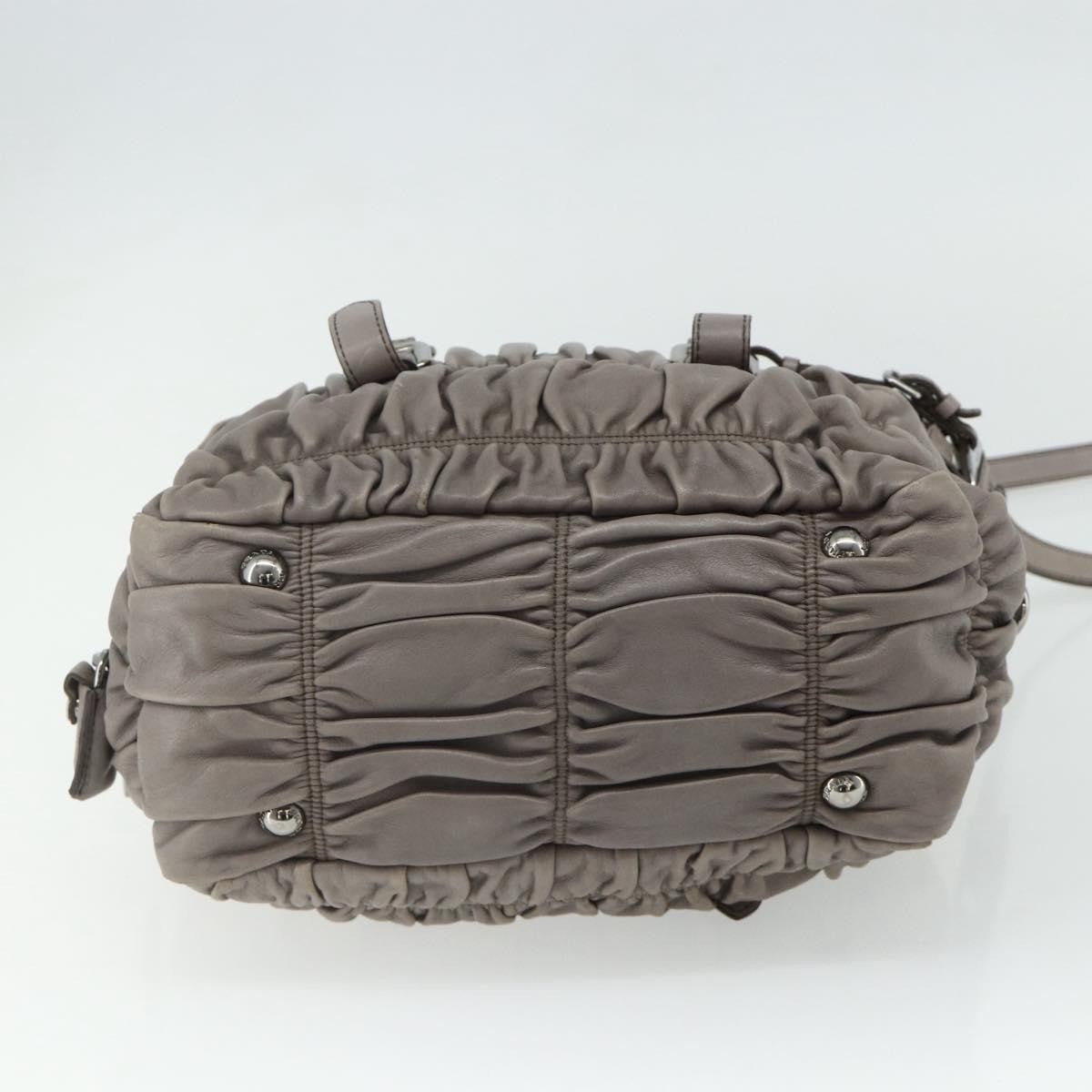 Prada Gaufre Convertible Satchel Nappa Leather, Gray, Leather, Handbag