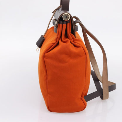 Hermes Herbag A Dos Toile, Orange, Canvas, Backpack