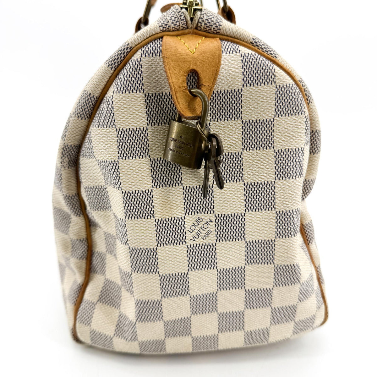 Louis Vuitton Speedy Bandouliere Damier, White, Canvas, Handbag
