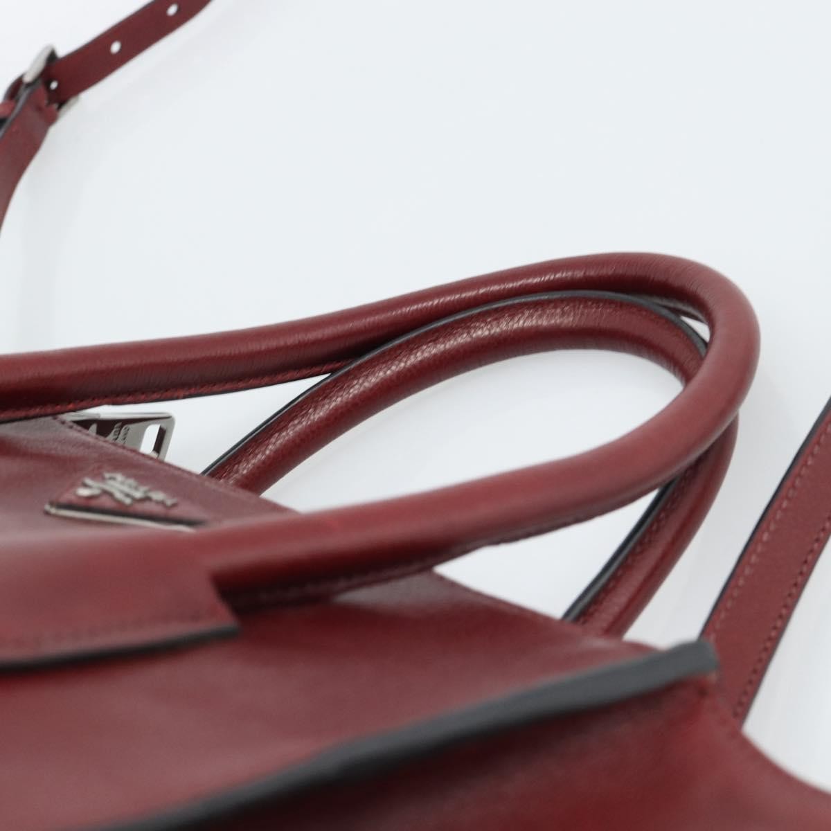Prada Double Zip Lux Saffiano Leather, Red, Leather, Tote Bag