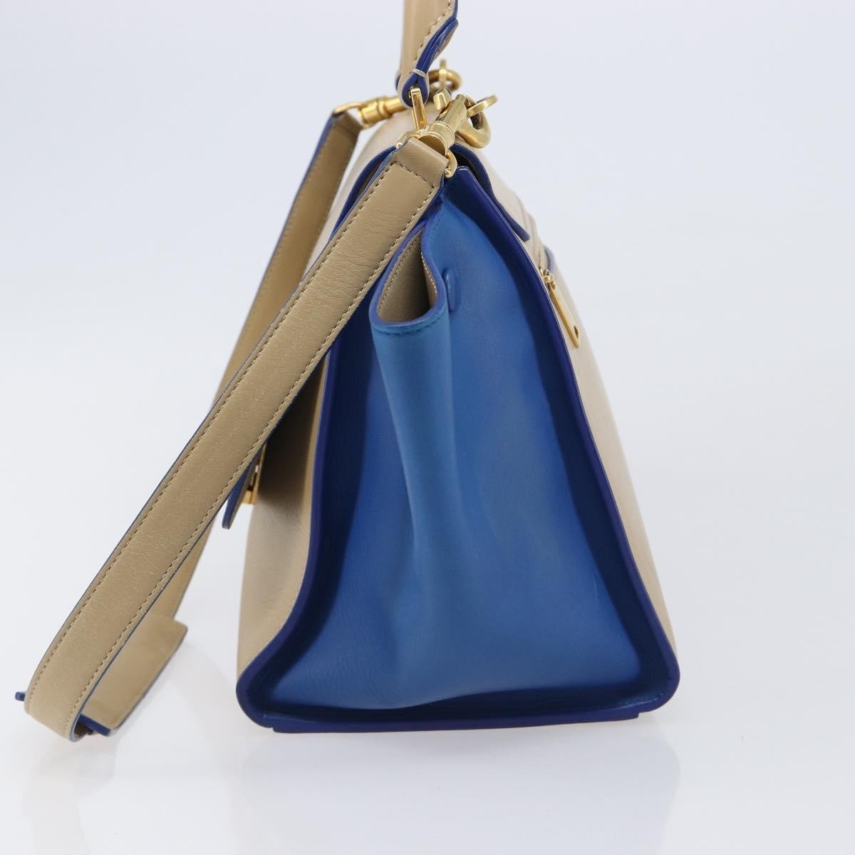 Celine Trapeze Leather, Beige, Leather, Handbag