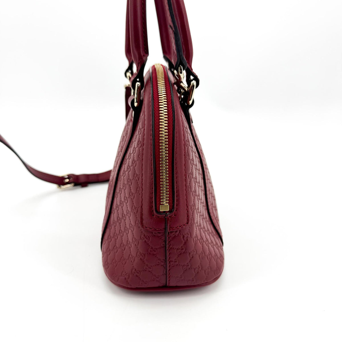 Gucci Convertible Dome Satchel Guccissima Leather, Burgundy, Leather, Handbag