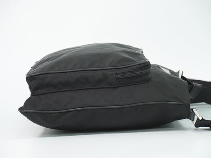 Prada Front Pocket Messenger Quilted Tessuto, Black, Nylon, Shoulder Bag