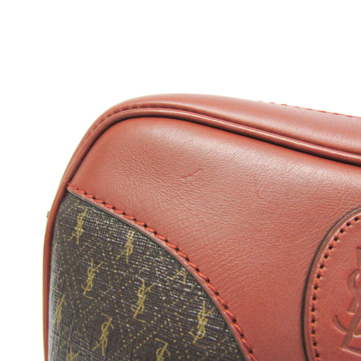 Saint Laurent Le Monogramme Coeur Monogram All Over Coated Canvas and Leather, Brown, Leather, Clutch
