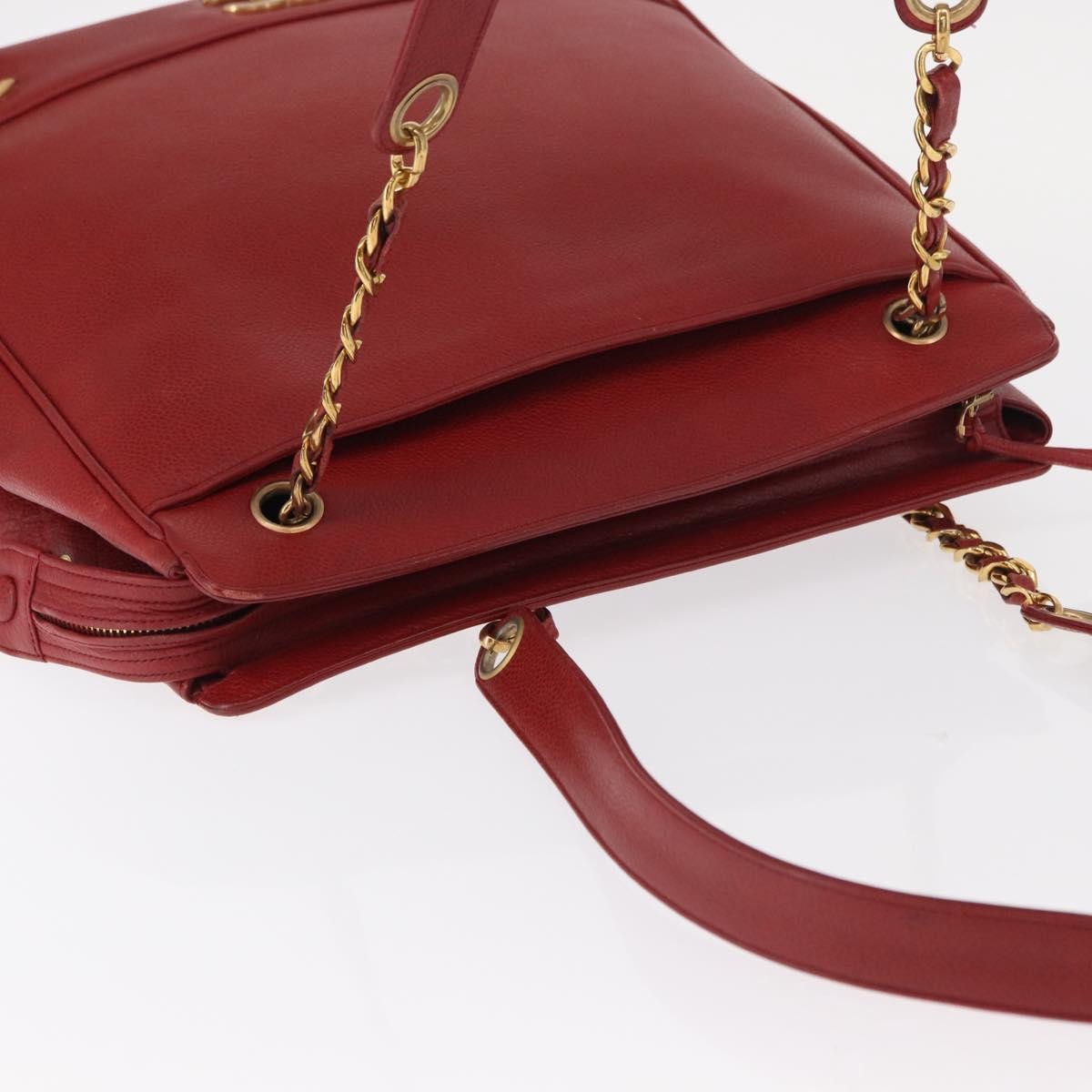 Chanel Vintage Metal CC Caviar, Red, Leather, Shoulder Bag