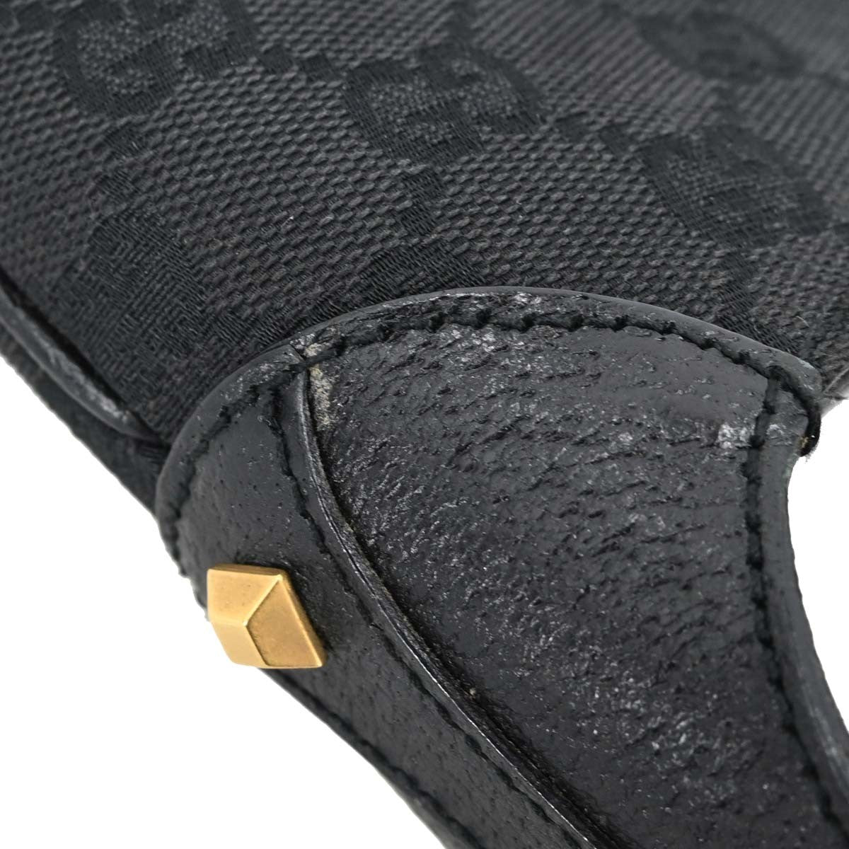 Gucci Piston Lock Jackie Hobo GG Canvas, Black, Canvas, Shoulder Bag
