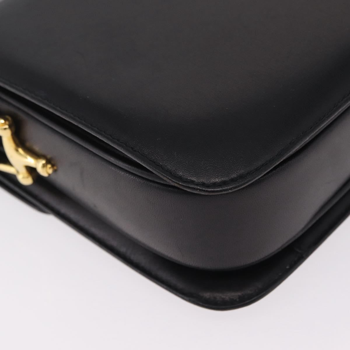 Celine Vintage Carriage Flap Leather, Black, Leather, Handbag