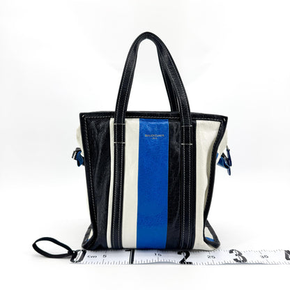 Balenciaga Bazar Striped Leather, Black, Leather, Tote Bag