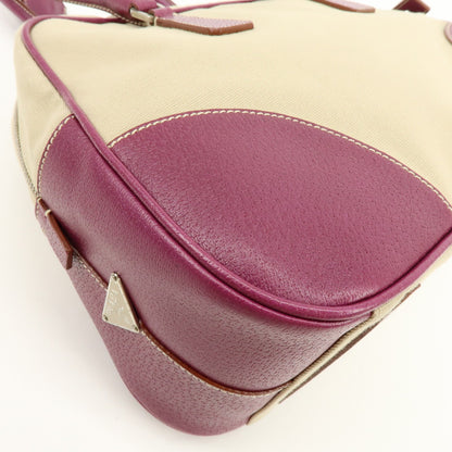 Prada Bowler Canvas with Leather, Purple, Canvas, Shoulder Bag