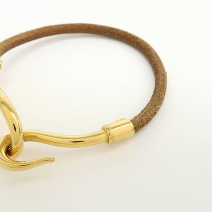 Hermes Jumbo Hook Braided Leather and Metal, Brown, Leather, Bracelet