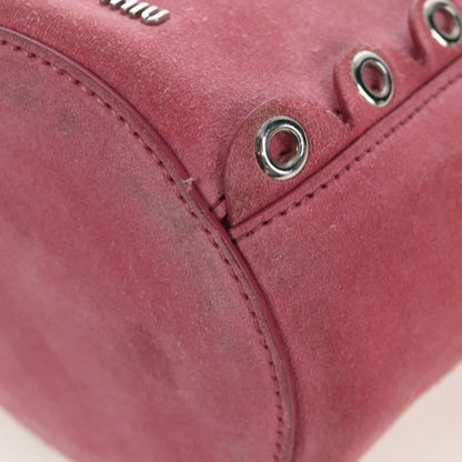 Miu Miu Convertible Bucket Leather with Applique, Pink, Suede, Handbag
