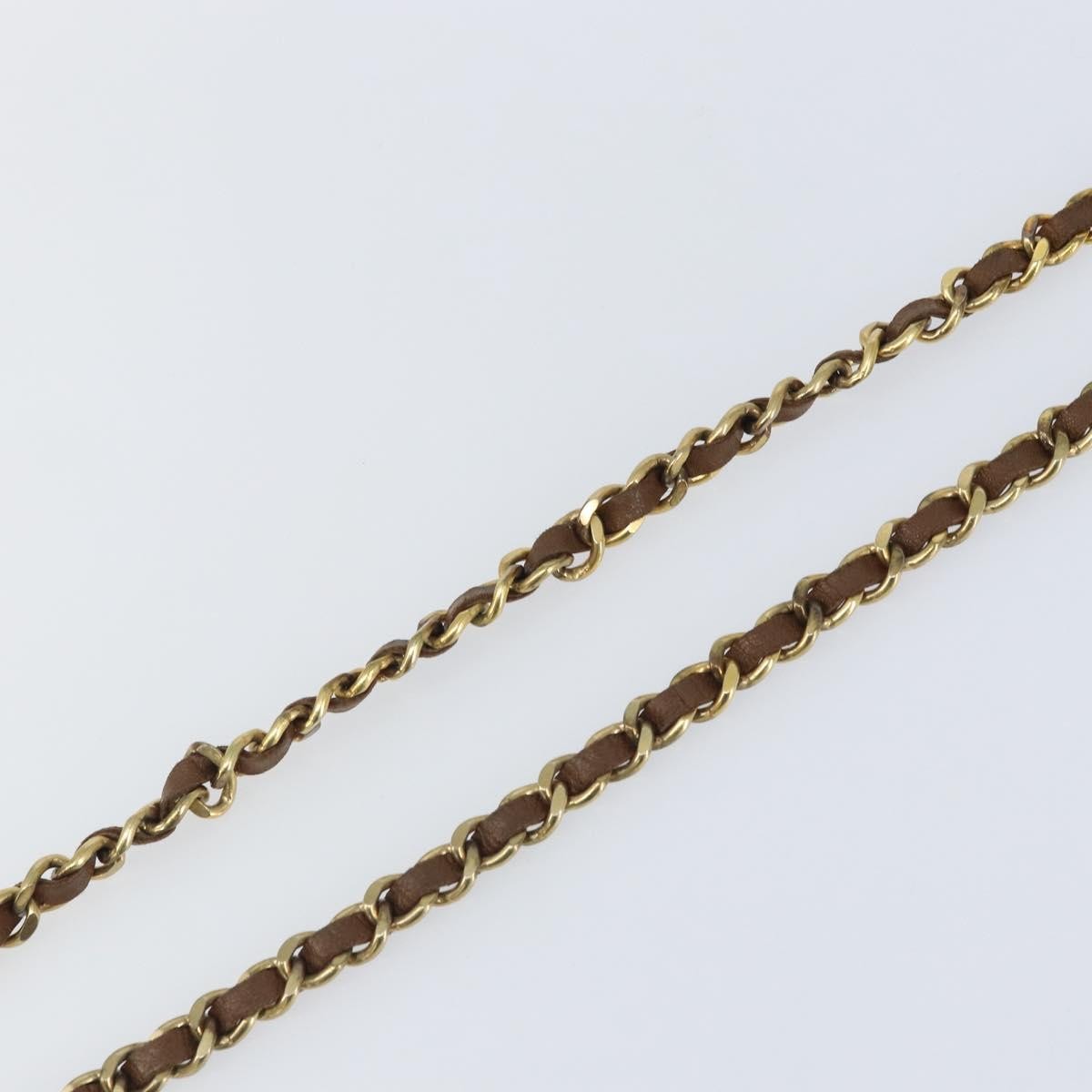 Chanel Vintage Logo Chain Belt Metal and Leather, Brown, Metal, Belt