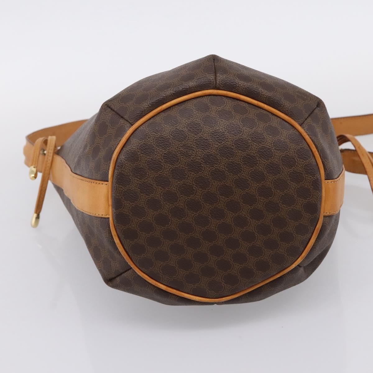 Celine Vintage Macadam Canvas and Leather, Brown, Canvas, Shoulder Bag