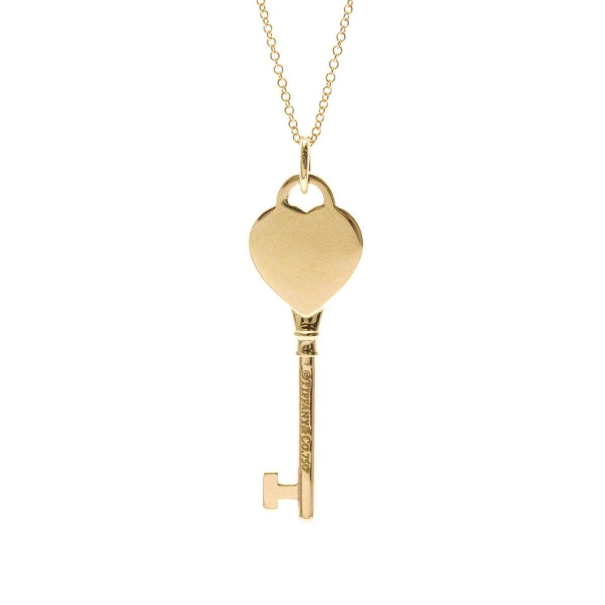 Tiffany & Co. Heart Key Pendant 18K Rose Gold with Diamonds, Gold, Pink Gold, Necklace