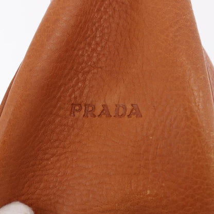 Prada Shoulder Leather, Brown, Leather, Shoulder Bag