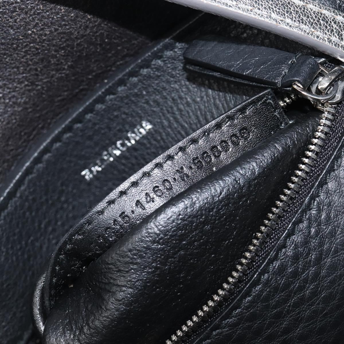 Balenciaga Everyday Glitter Leather, Silver, Leather, Tote Bag