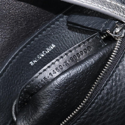 Balenciaga Everyday Glitter Leather, Silver, Leather, Tote Bag