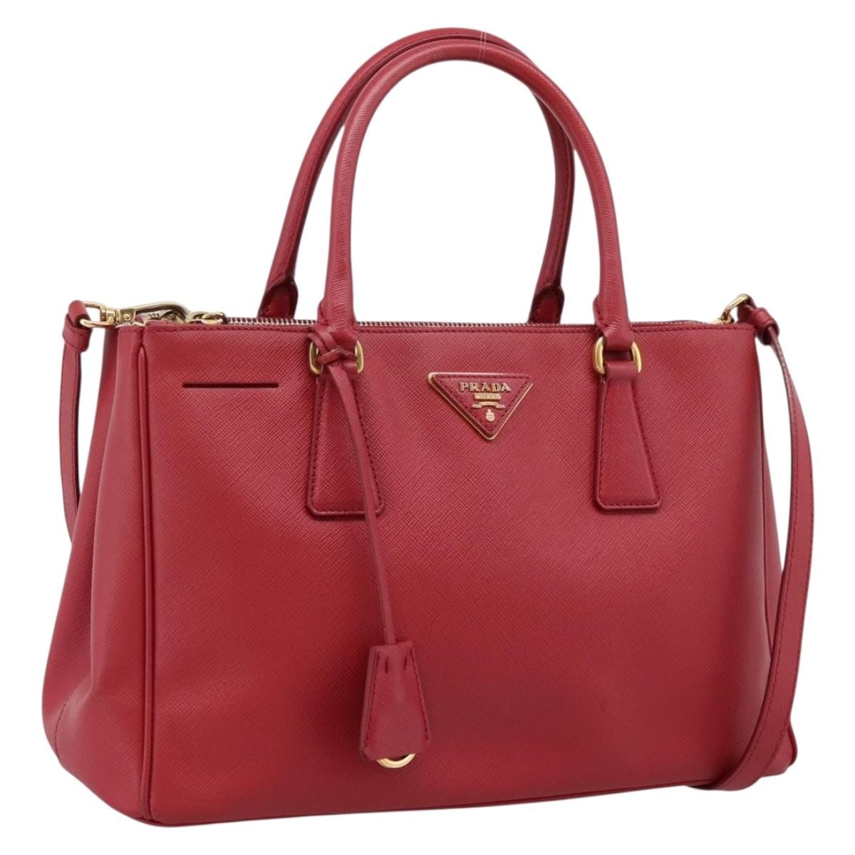 Prada Galleria  Strap Leather, Red, Leather, Handbag