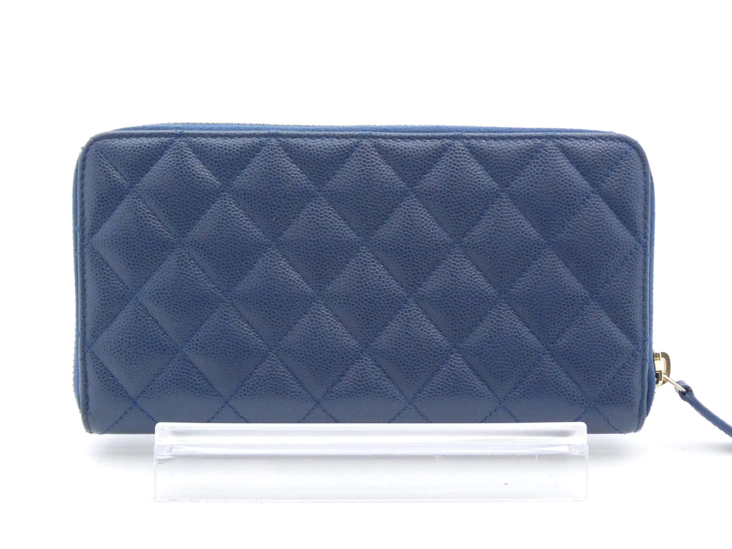 Chanel Matelasse Wallet Zippy CC, Navy, Leather, Wallet