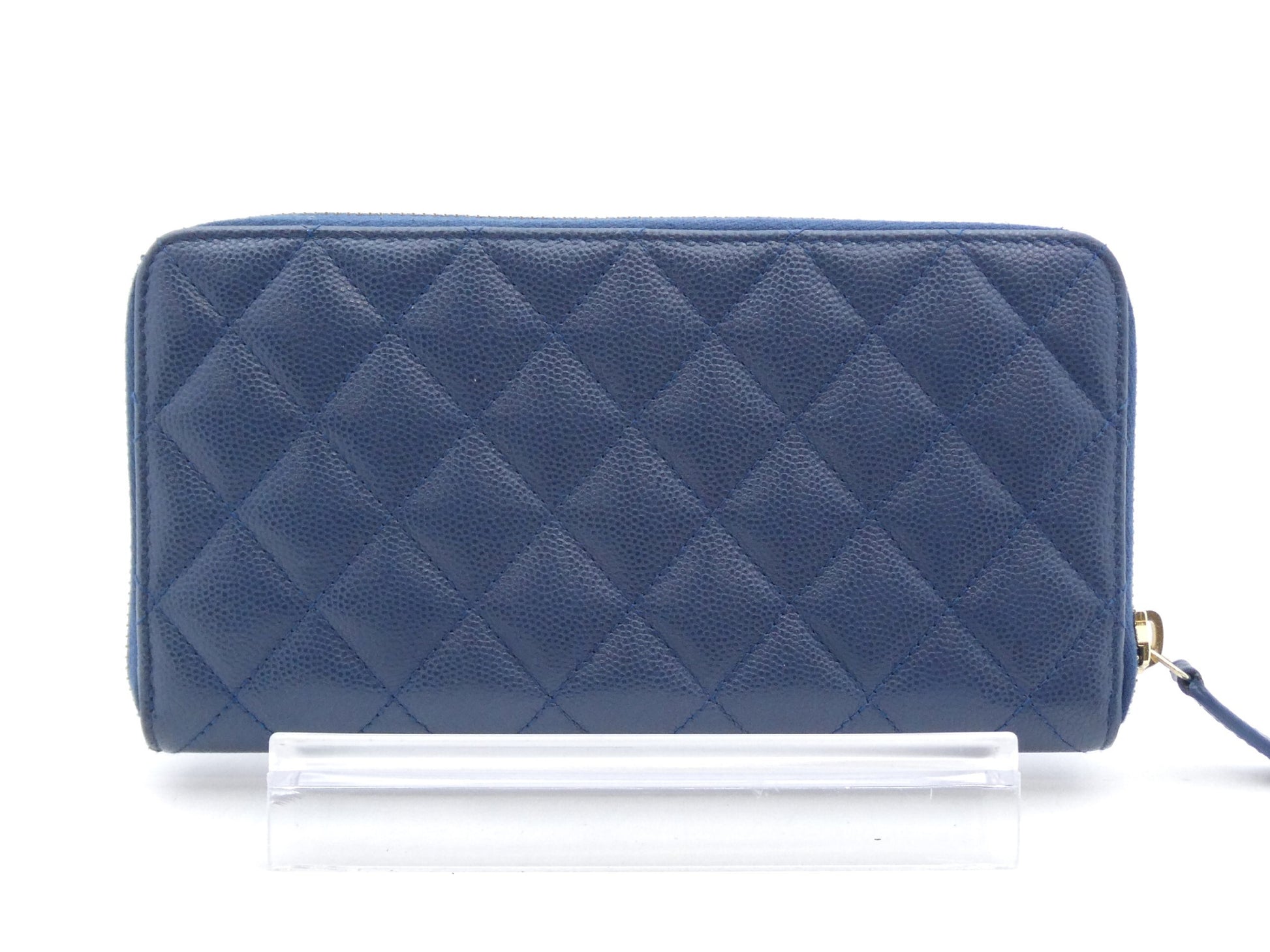 Chanel Matelasse Wallet Zippy CC, Navy, Leather, Wallet