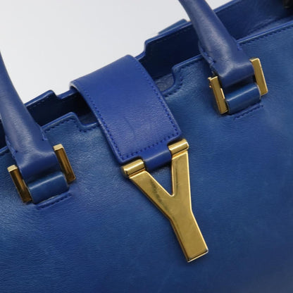 Saint Laurent Classic Y Cabas Leather, Blue, Leather, Tote Bag
