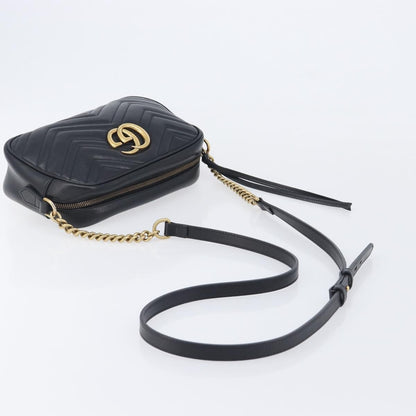 Gucci GG Marmont Matelasse Leather, Black, Leather, Shoulder Bag