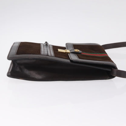 Gucci Vintage Web Sherry Line Suede, Brown, Suede, Handbag