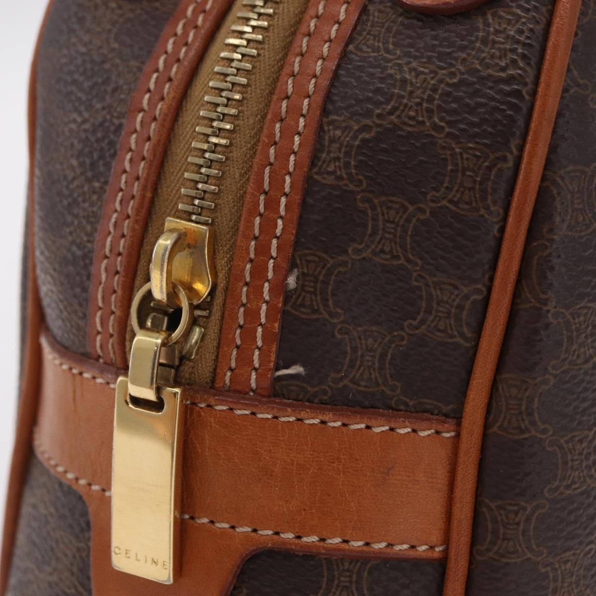 Celine Vintage Handbag Toile Céline, Brown, Canvas, Handbag