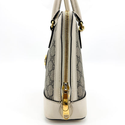 Gucci Horsebit 1955 Top Handle GG Coated Canvas with Leather, Beige, Canvas, Handbag