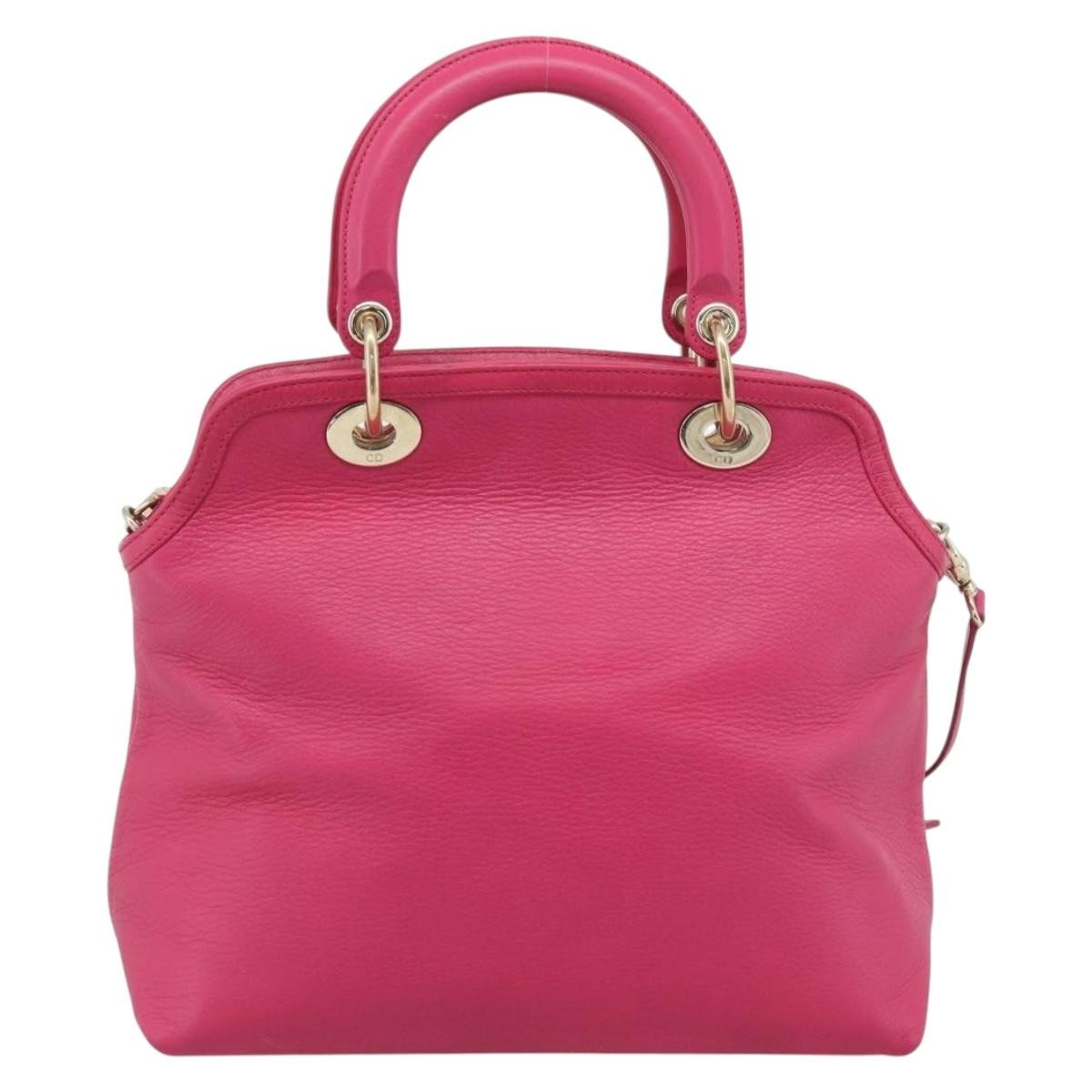 Christian Dior Granville Satchel Leather, Pink, Leather, Handbag