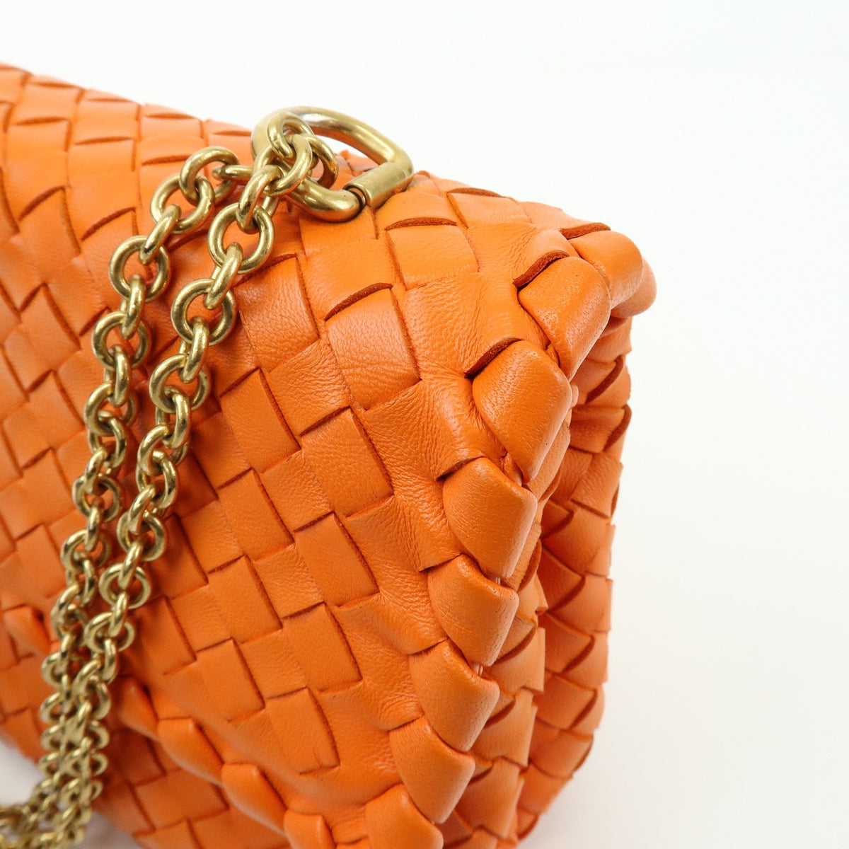 Bottega Veneta Olimpia Intrecciato Nappa, Orange, Leather, Crossbody Bag