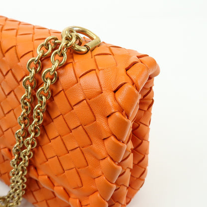 Bottega Veneta Olimpia Intrecciato Nappa, Orange, Leather, Crossbody Bag