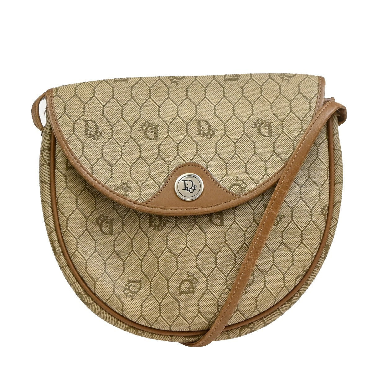 Christian Dior Vintage Honeycomb Canvas, Beige, PVC, Shoulder Bag
