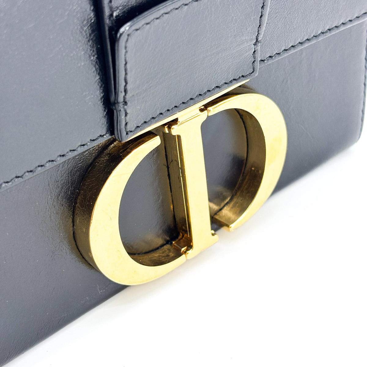 Christian Dior 30 Montaigne Box Leather, Black, Calfskin, Handbag