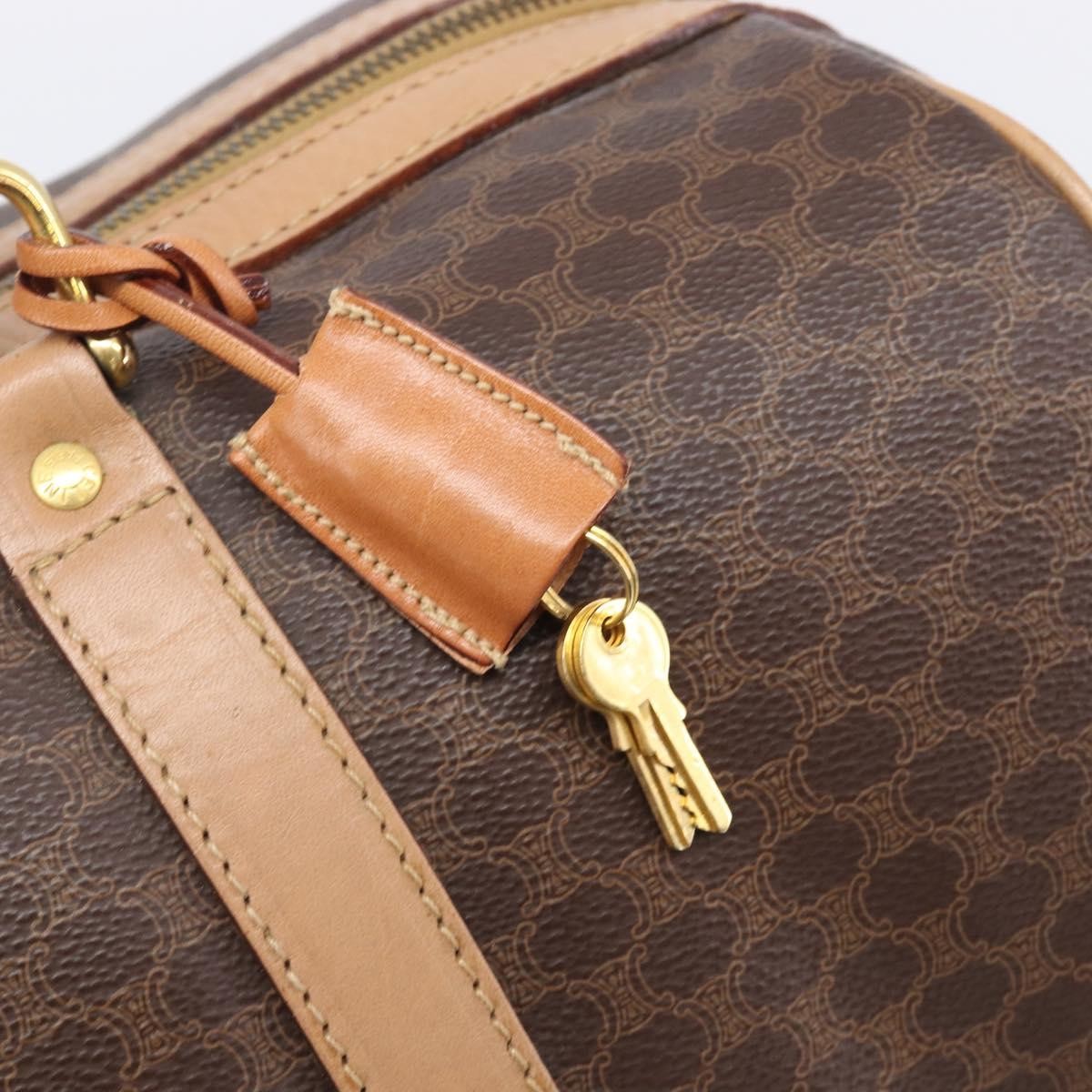 Celine Vintage Duffle Macadam Coated Canvas, Brown, PVC, Handbag