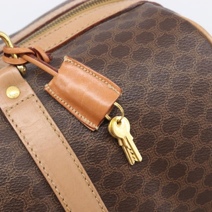 Celine Vintage Duffle Macadam Coated Canvas, Brown, PVC, Handbag