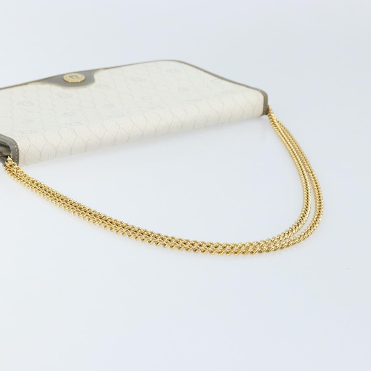 Christian Dior Vintage Honeycomb Zip Coated Canvas, White, Canvas, Clutch