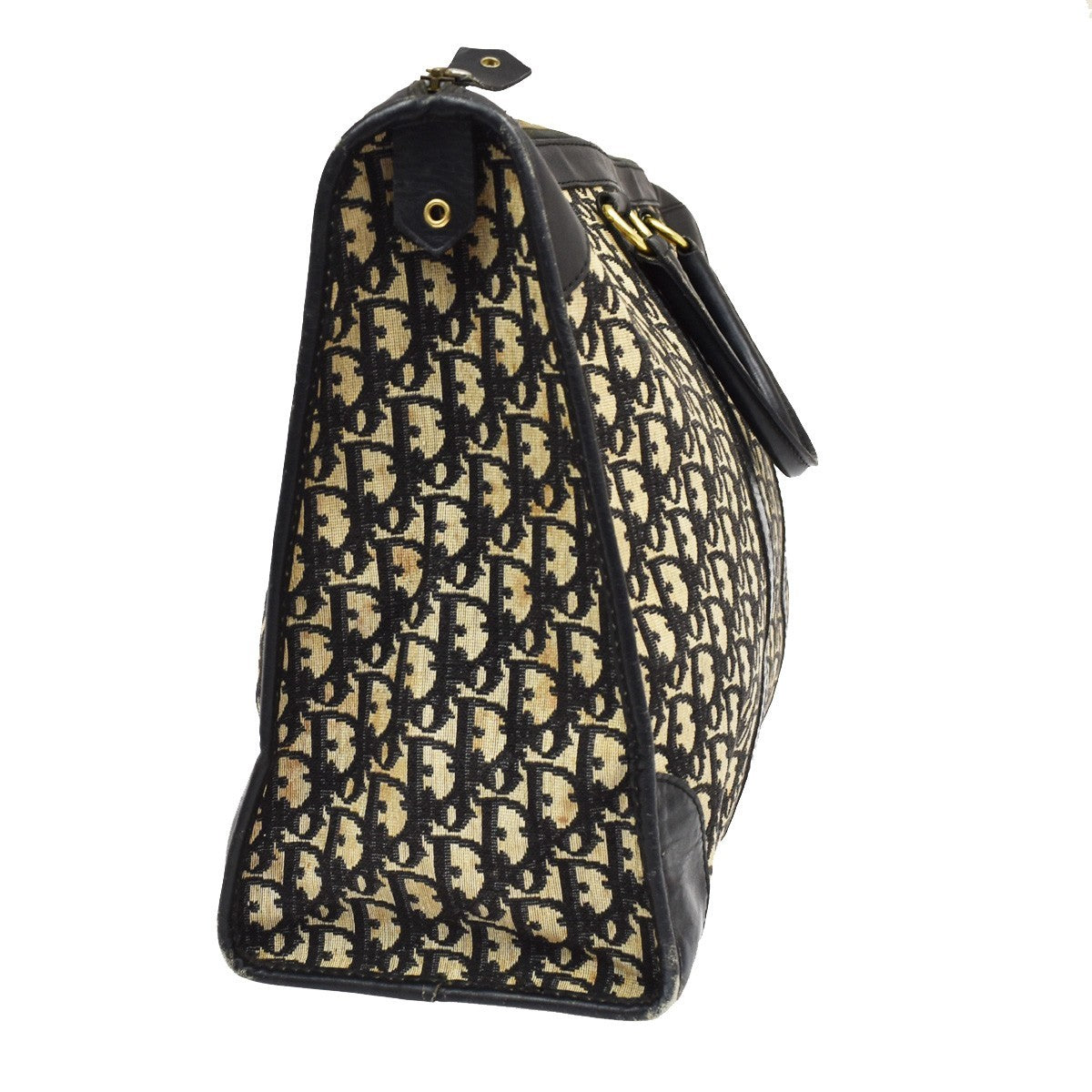 Christian Dior Vintage Trotter Boston Diorissimo Canvas, Navy, Canvas, Handbag